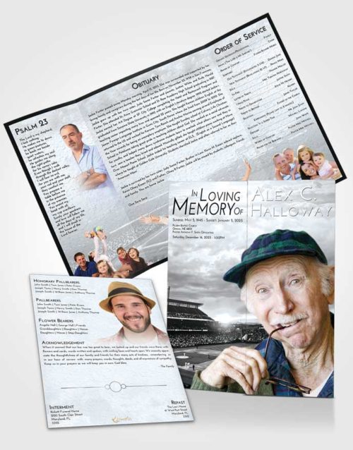 Obituary Funeral Template Gatefold Memorial Brochure Freedom Baseball Stadium
