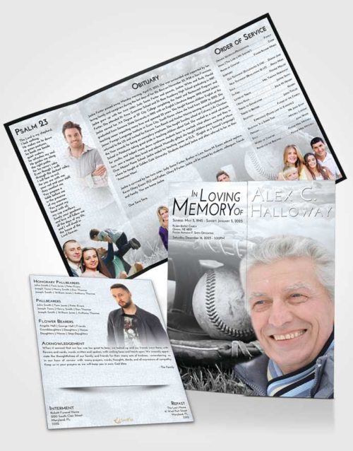 Obituary Funeral Template Gatefold Memorial Brochure Freedom Baseball Tranquility