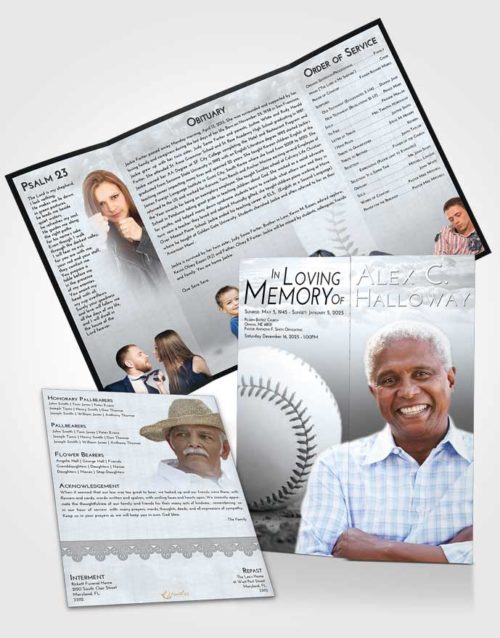 Obituary Funeral Template Gatefold Memorial Brochure Freedom Baseball Victory