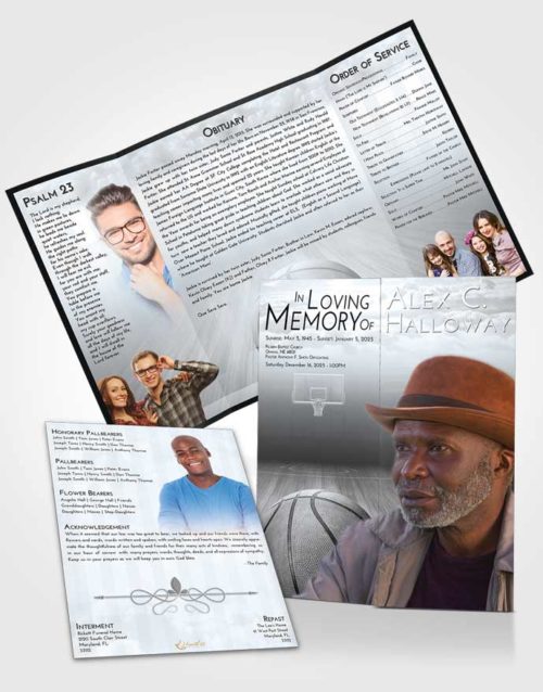 Obituary Funeral Template Gatefold Memorial Brochure Freedom Basketball Dreams