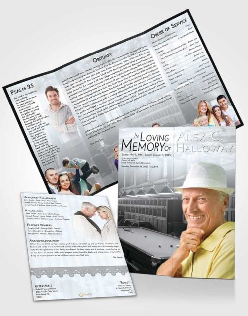 Obituary Funeral Template Gatefold Memorial Brochure Freedom Billiards Journey