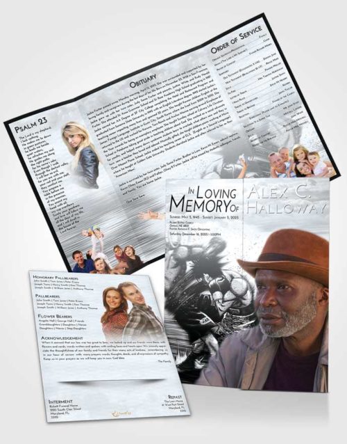 Obituary Funeral Template Gatefold Memorial Brochure Freedom Boxing Animation