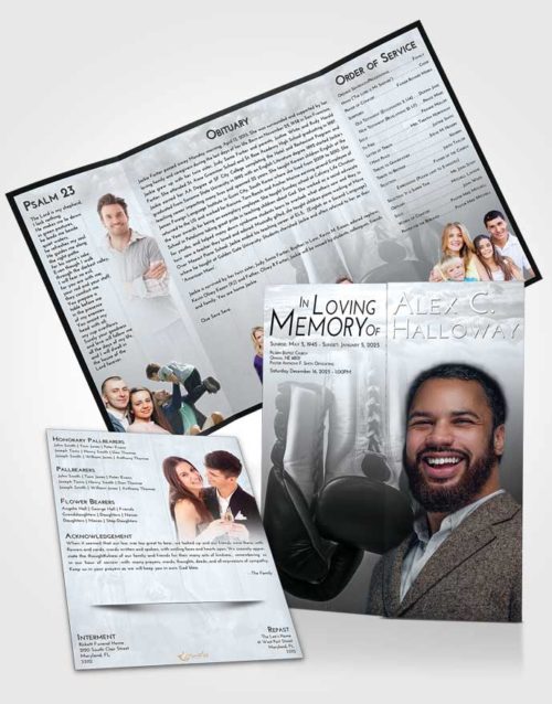 Obituary Funeral Template Gatefold Memorial Brochure Freedom Boxing Day