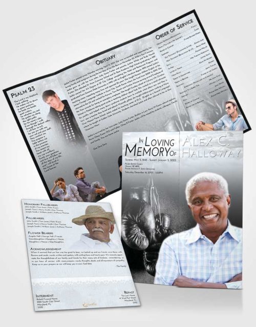 Obituary Funeral Template Gatefold Memorial Brochure Freedom Boxing Serenity