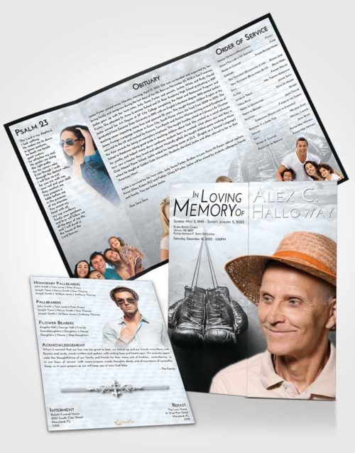 Obituary Funeral Template Gatefold Memorial Brochure Freedom Boxing Victory