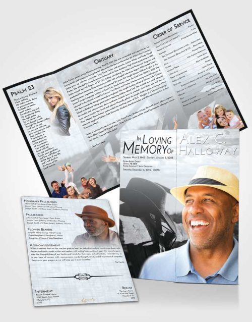 Obituary Funeral Template Gatefold Memorial Brochure Freedom Cowboy Honor