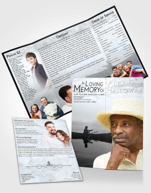 Obituary Funeral Template Gatefold Memorial Brochure Freedom Fish in the Water