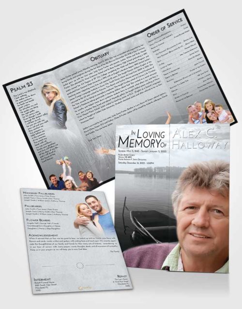 Obituary Funeral Template Gatefold Memorial Brochure Freedom Fishing Boat