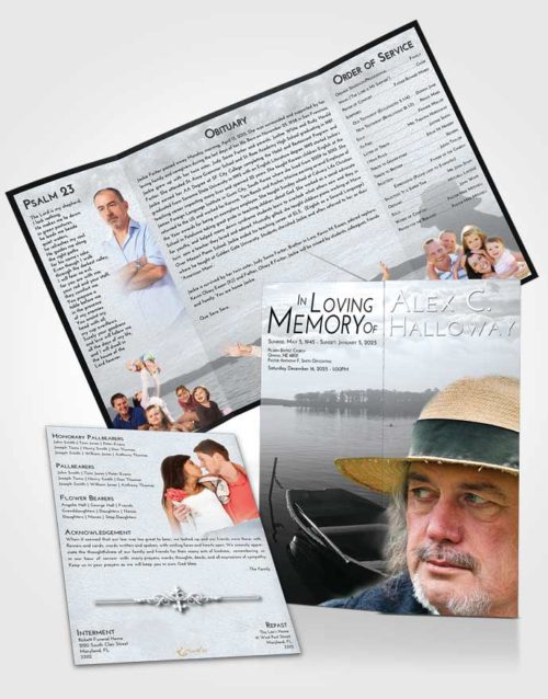 Obituary Funeral Template Gatefold Memorial Brochure Freedom Fishing Desire