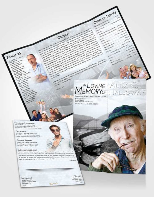 Obituary Funeral Template Gatefold Memorial Brochure Freedom Fishing Dreams