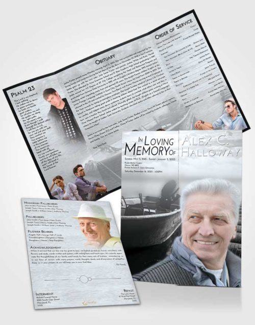 Obituary Funeral Template Gatefold Memorial Brochure Freedom Fishing Life