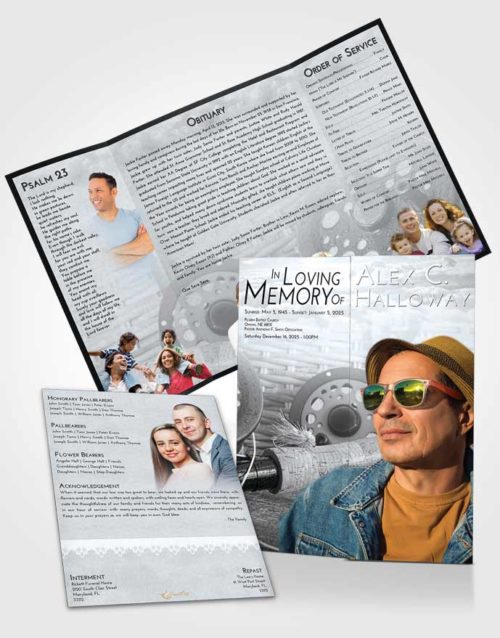 Obituary Funeral Template Gatefold Memorial Brochure Freedom Fishing Paradise