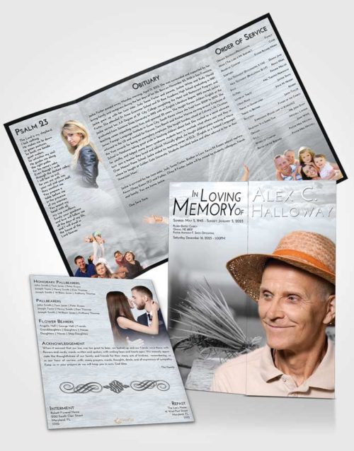 Obituary Funeral Template Gatefold Memorial Brochure Freedom Fishing Serenity