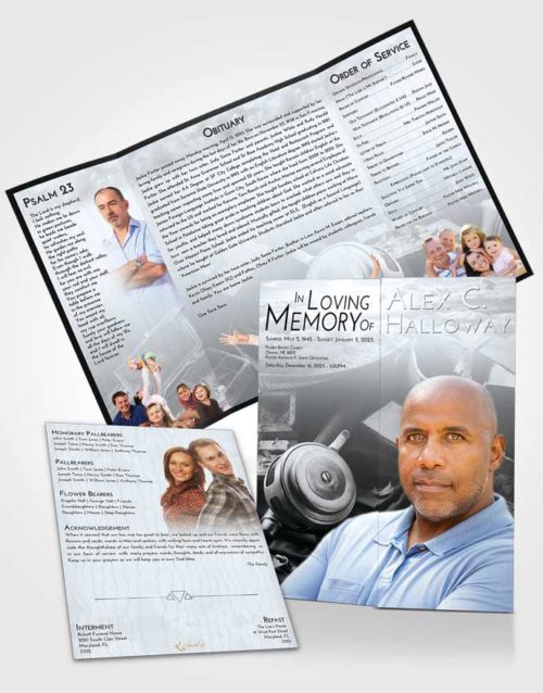 Obituary Funeral Template Gatefold Memorial Brochure Freedom Fishing Tackle