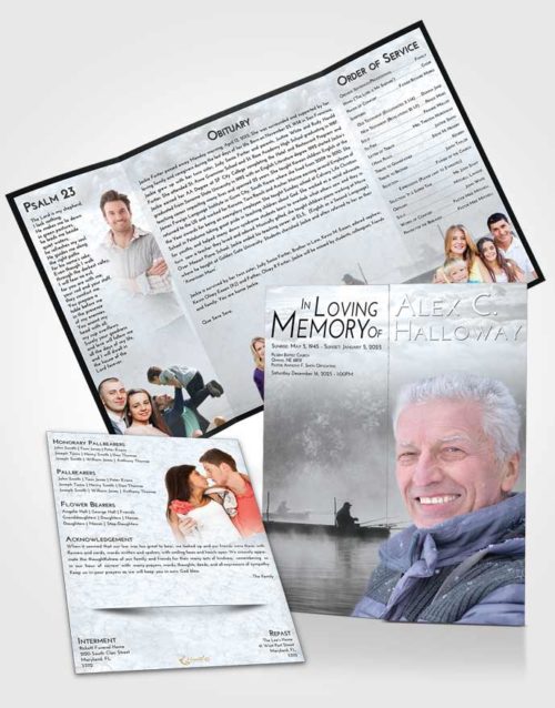 Obituary Funeral Template Gatefold Memorial Brochure Freedom Fishing Tranquility