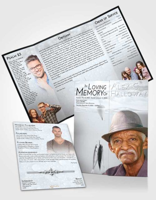 Obituary Funeral Template Gatefold Memorial Brochure Freedom Fishing in the Sea