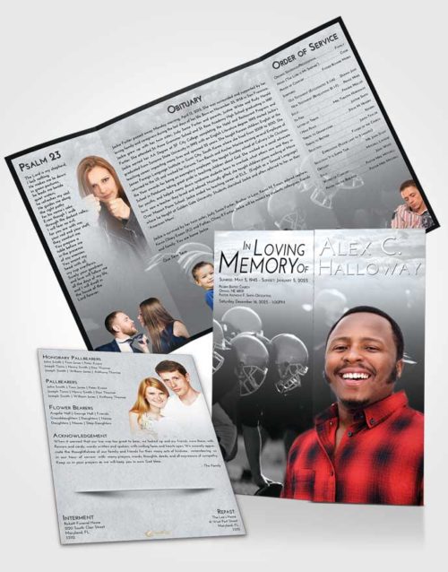 Obituary Funeral Template Gatefold Memorial Brochure Freedom Football Day