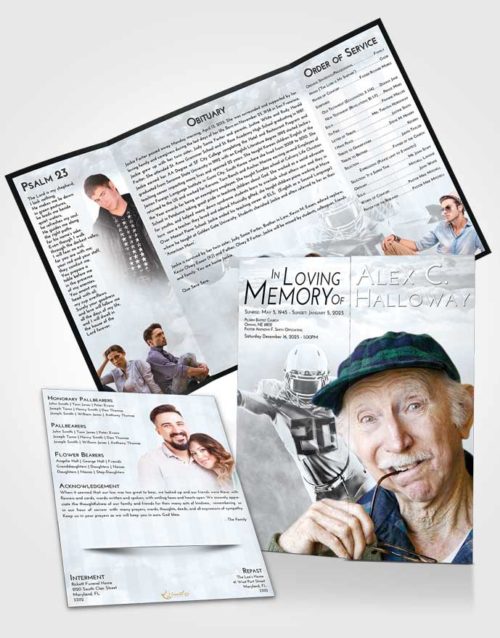Obituary Funeral Template Gatefold Memorial Brochure Freedom Football Honor