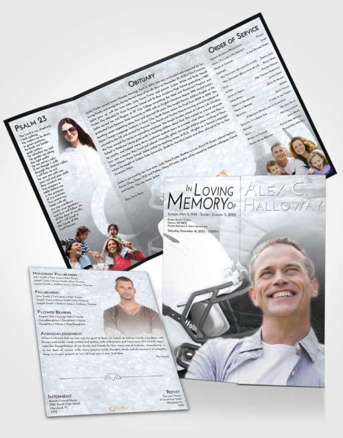Obituary Funeral Template Gatefold Memorial Brochure Freedom Football Party
