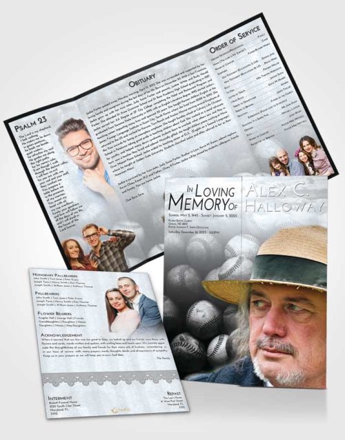 Obituary Funeral Template Gatefold Memorial Brochure Freedom Foul Ball