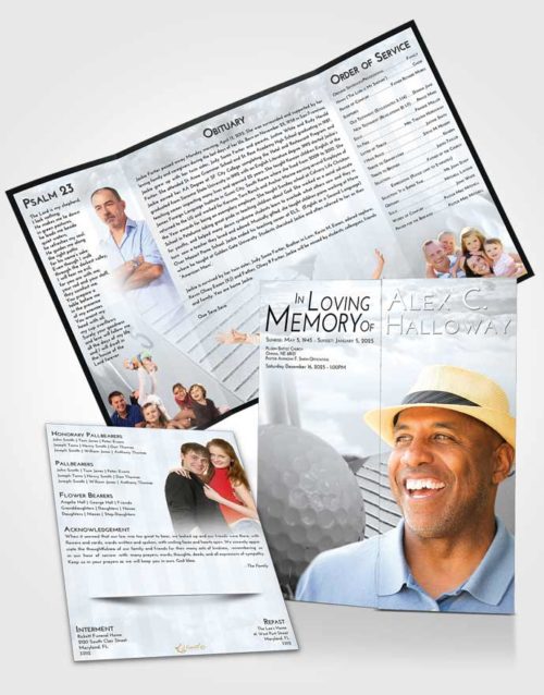 Obituary Funeral Template Gatefold Memorial Brochure Freedom Golf Day