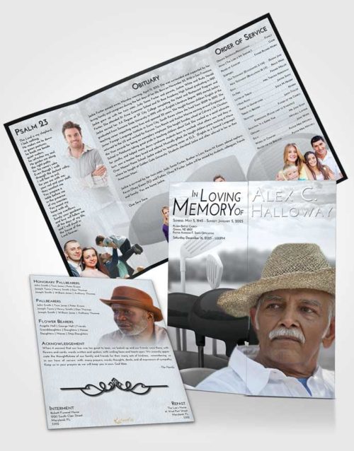 Obituary Funeral Template Gatefold Memorial Brochure Freedom Golf Fairway