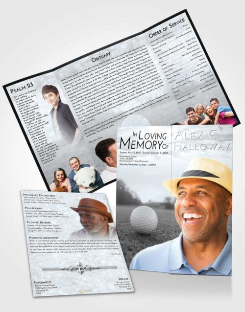 Obituary Funeral Template Gatefold Memorial Brochure Freedom Golfing Honor