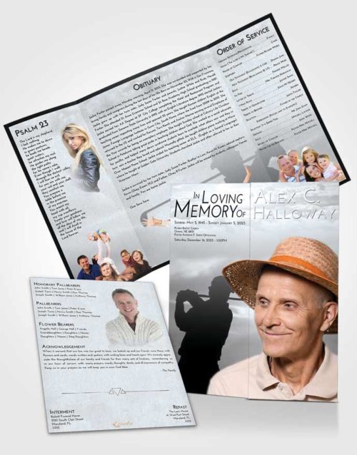 Obituary Funeral Template Gatefold Memorial Brochure Freedom Golfing Peace