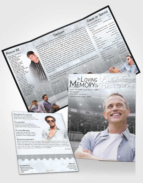 Obituary Funeral Template Gatefold Memorial Brochure Freedom Hockey Love