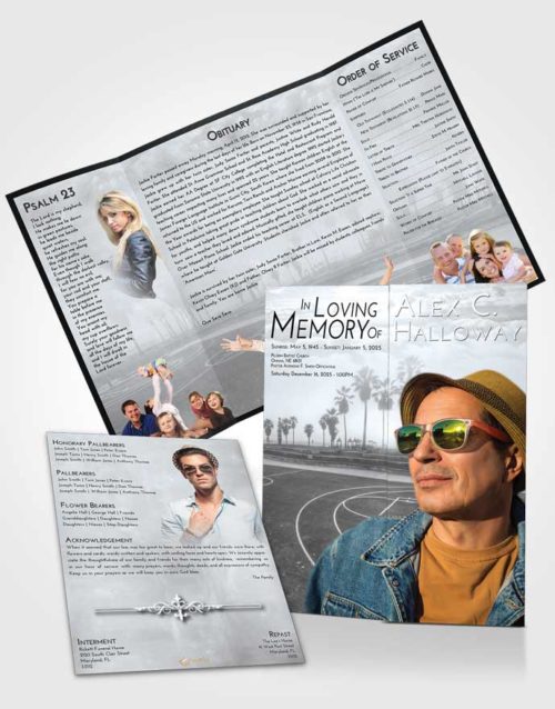 Obituary Funeral Template Gatefold Memorial Brochure Freedom On the Court