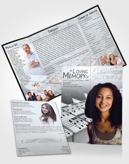 Obituary Funeral Template Gatefold Memorial Brochure Freedom Piano Desire