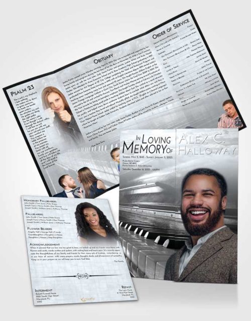 Obituary Funeral Template Gatefold Memorial Brochure Freedom Piano Passion
