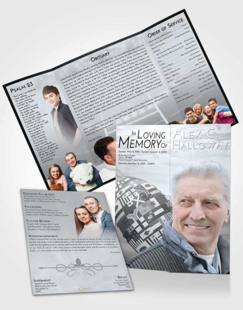 Obituary Funeral Template Gatefold Memorial Brochure Freedom Rugby Passion