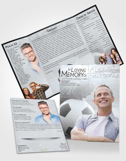 Obituary Funeral Template Gatefold Memorial Brochure Freedom Soccer Cleats