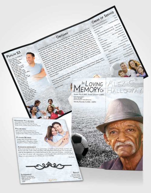 Obituary Funeral Template Gatefold Memorial Brochure Freedom Soccer Journey