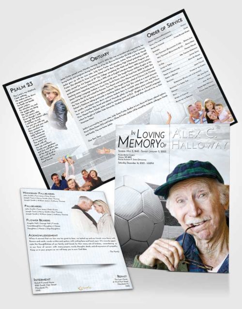 Obituary Funeral Template Gatefold Memorial Brochure Freedom Soccer Love