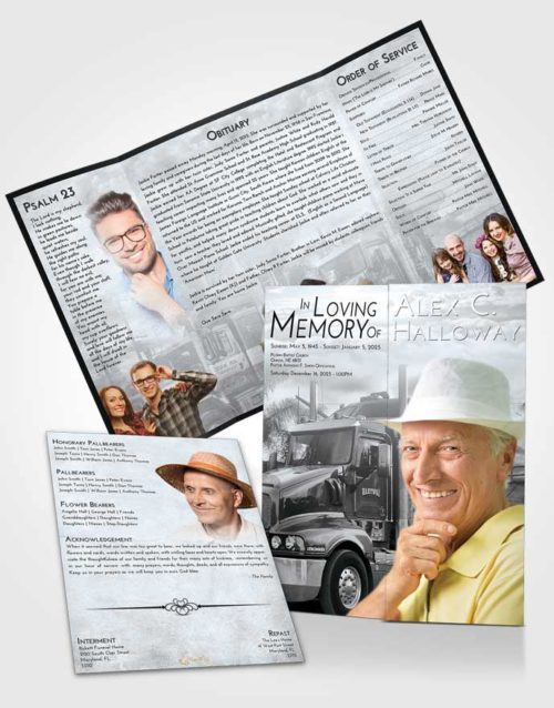 Obituary Funeral Template Gatefold Memorial Brochure Freedom Trucker Days