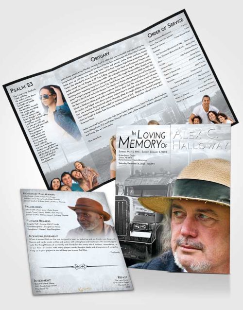 Obituary Funeral Template Gatefold Memorial Brochure Freedom Trucker Drive