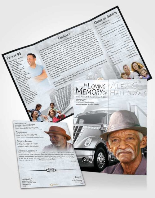 Obituary Funeral Template Gatefold Memorial Brochure Freedom Trucker Hours