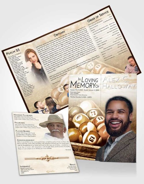 Obituary Funeral Template Gatefold Memorial Brochure Golden Billiards Love