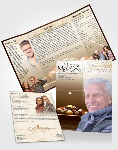 Obituary Funeral Template Gatefold Memorial Brochure Golden Billiards Pride