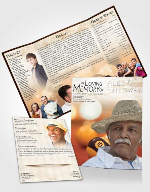 Obituary Funeral Template Gatefold Memorial Brochure Golden Billiards Tranquility