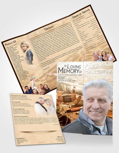 Obituary Funeral Template Gatefold Memorial Brochure Golden Hunters Life