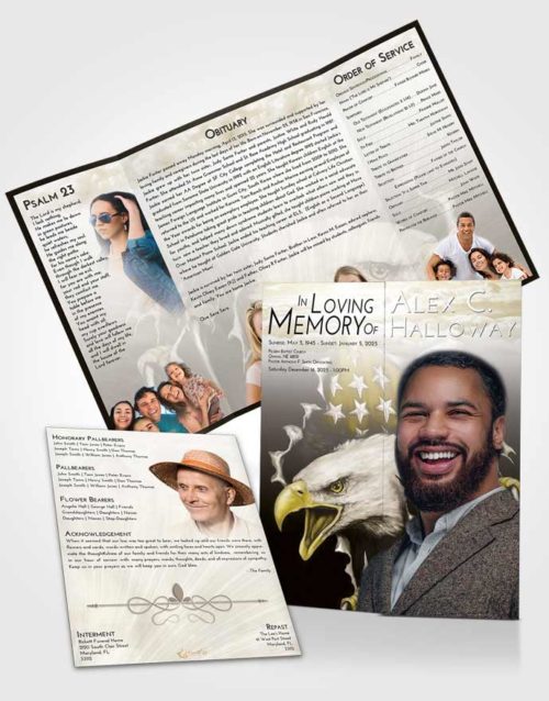 Obituary Funeral Template Gatefold Memorial Brochure Harmony American Motorcycle