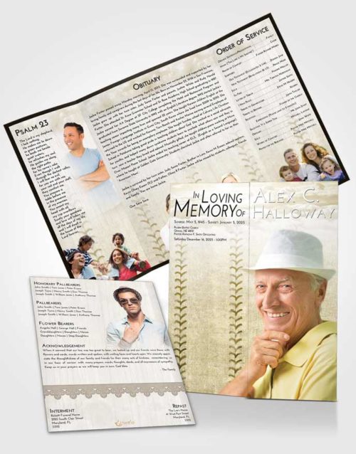 Obituary Funeral Template Gatefold Memorial Brochure Harmony Baseball Honor