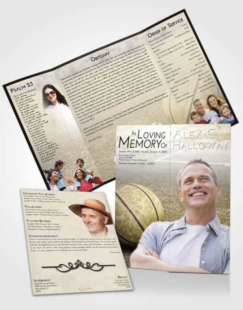 Obituary Funeral Template Gatefold Memorial Brochure Harmony Basketball Love