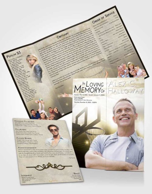 Obituary Funeral Template Gatefold Memorial Brochure Harmony Basketball Pride