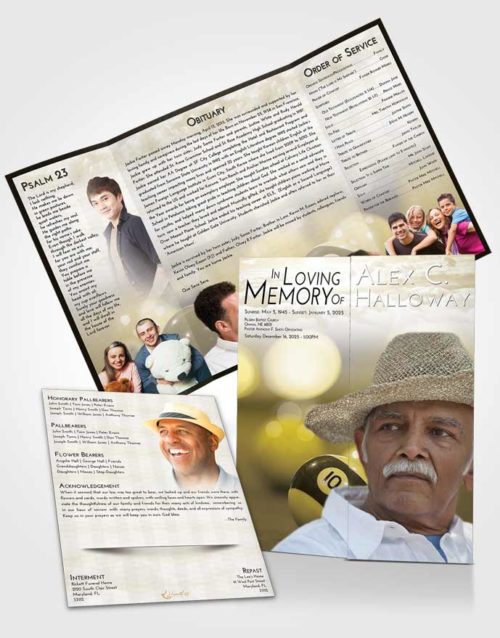 Obituary Funeral Template Gatefold Memorial Brochure Harmony Billiards Tranquility