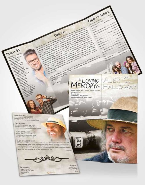 Obituary Funeral Template Gatefold Memorial Brochure Harmony Boxing Life