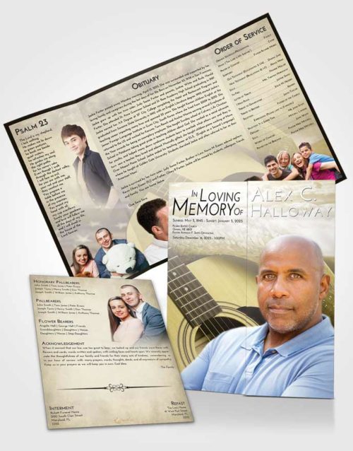 Obituary Funeral Template Gatefold Memorial Brochure Harmony Cowboy Heaven